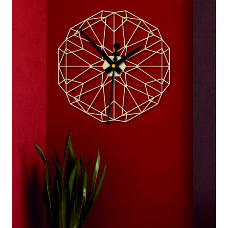 Sentop Geometric wall clock made of wooden plywood FPL PR0346 I black