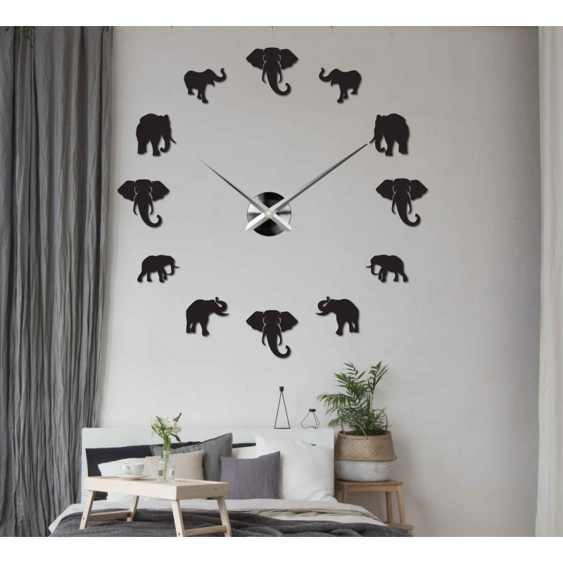 Sentop - Modern stick-on wall clock on the wall of elephant and gold SZ070