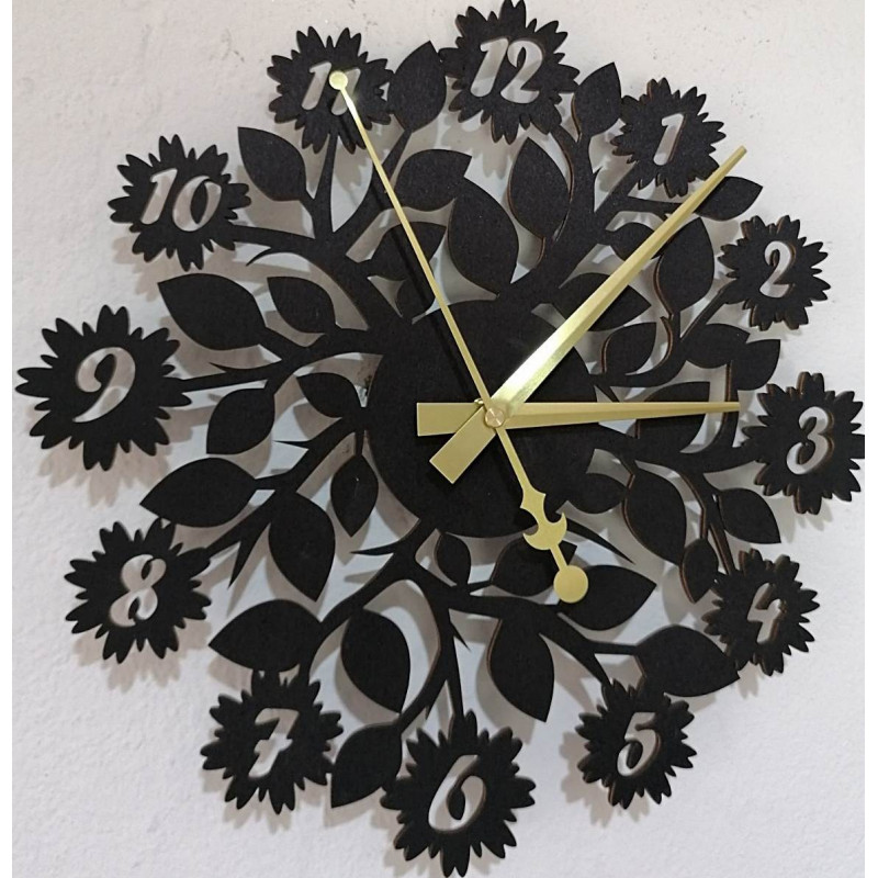 Sentop - wall clock made of wooden plywood flowers PR0343 also black