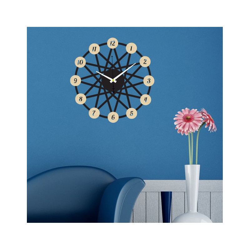 Colored plywood wall clock - color of the front part of the numbers Poplar original, back part color of your choice