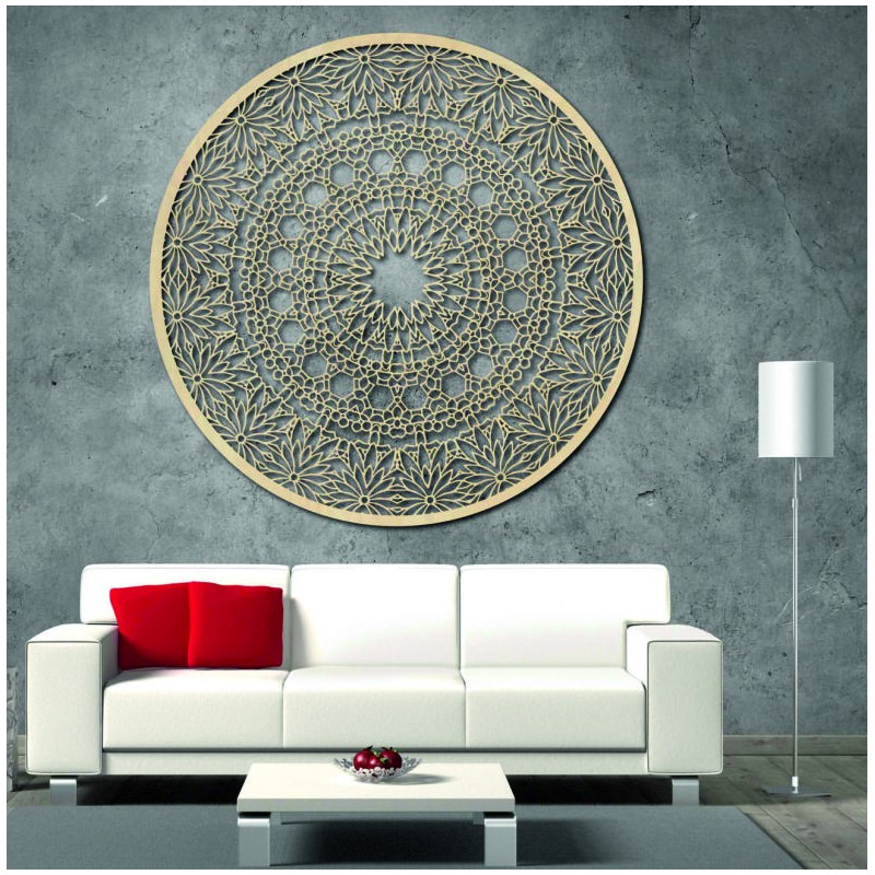 Carved wooden mandala on the wall - Passion