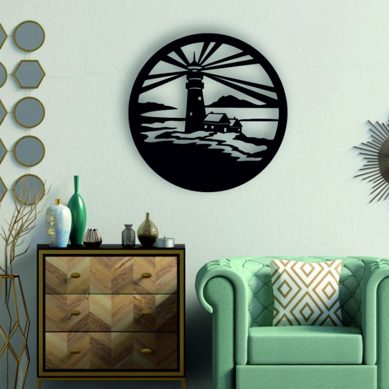 Sentop - Lighthouse modern painting on the wall - wooden decoration