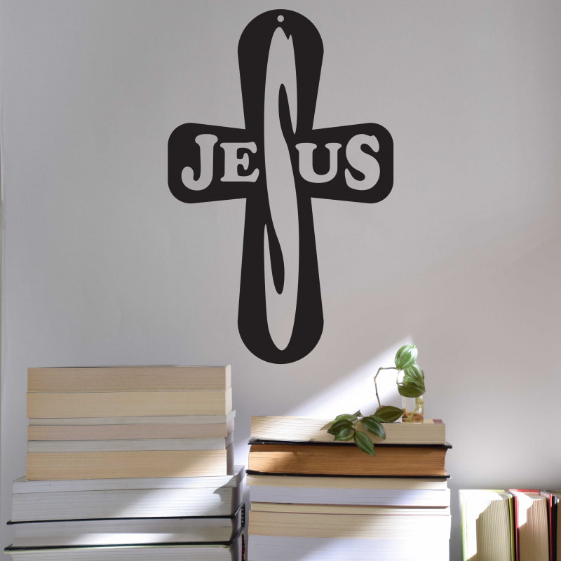 Decoration made of wood cross - Jesus, size: 250x160 mm
