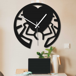 Wooden clock - love on the shoulders black and colored |...
