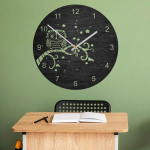 Wooden wall clock - Owl - natural and colored | SENTOP...