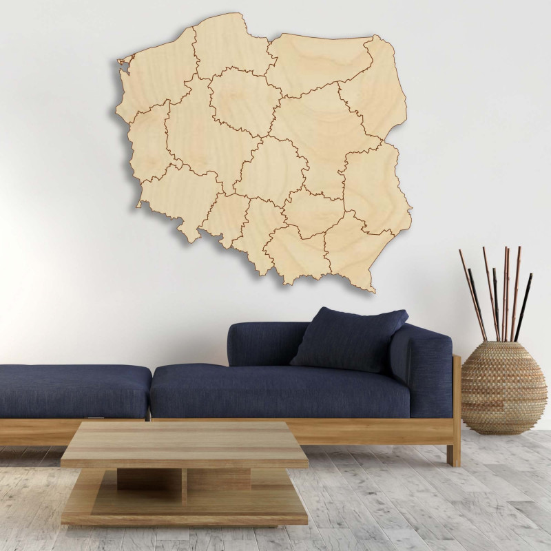 Wooden wall map Republic of Poland - 16 pieces | SENTOP