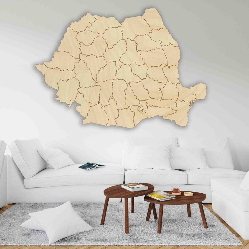 Wooden map on the wall Romania - 42 pcs | SENTOP
