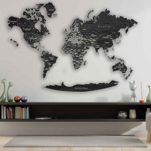 Wooden world map on the wall | SENTOP