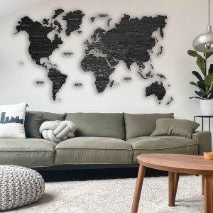 Wood wall map - whole world | SENTOP M012