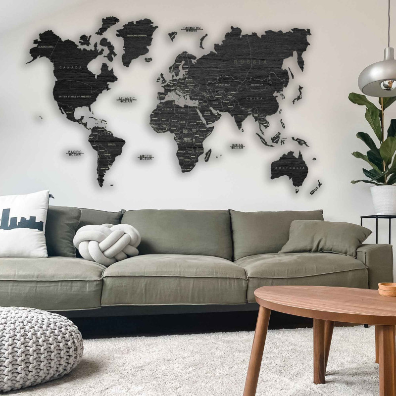 Wood wall map - whole world | SENTOP M012