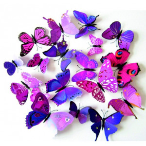 Decorative stickers and labels, colorful stickers and stickers on the wall, 3D colorful butterflies in the nursery.