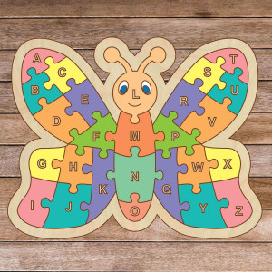 Children's wooden puzzle - Alphabet butterfly A-ZET 26...
