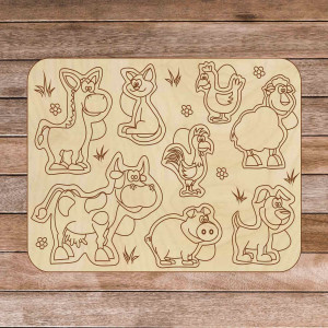 Children 's wooden jigsaw puzzle - Farm animals 8 pieces...