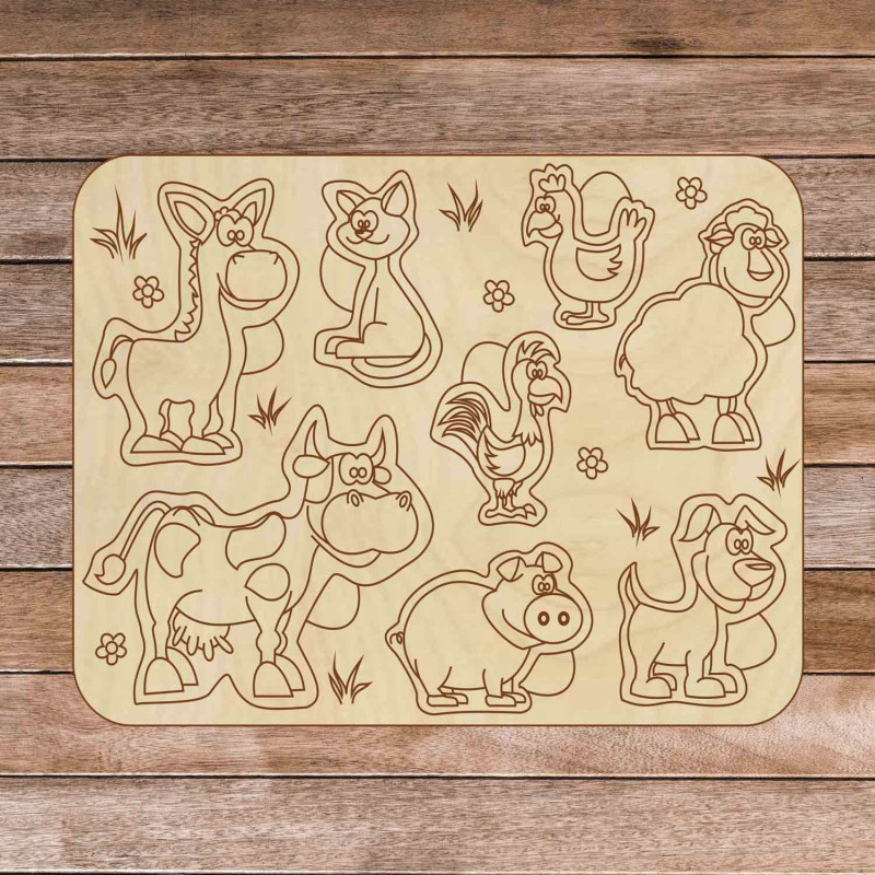 Children 's wooden jigsaw puzzle - Farm animals 8 pieces | SENTOP