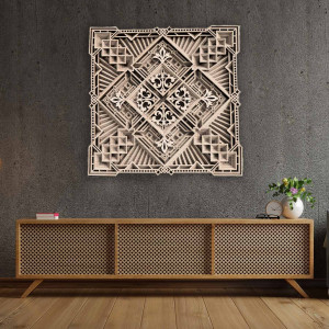 Exclusive wall painting - Sentop | 3D square | 90 x 90 cm wooden