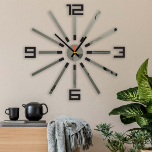 3D colored wall clock WARRAS, color: black, mirror