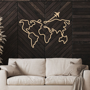 Design wooden map of the world on the wall - minimalist...