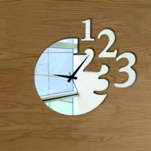 Modern adhesive wall mirror Wall Clock black