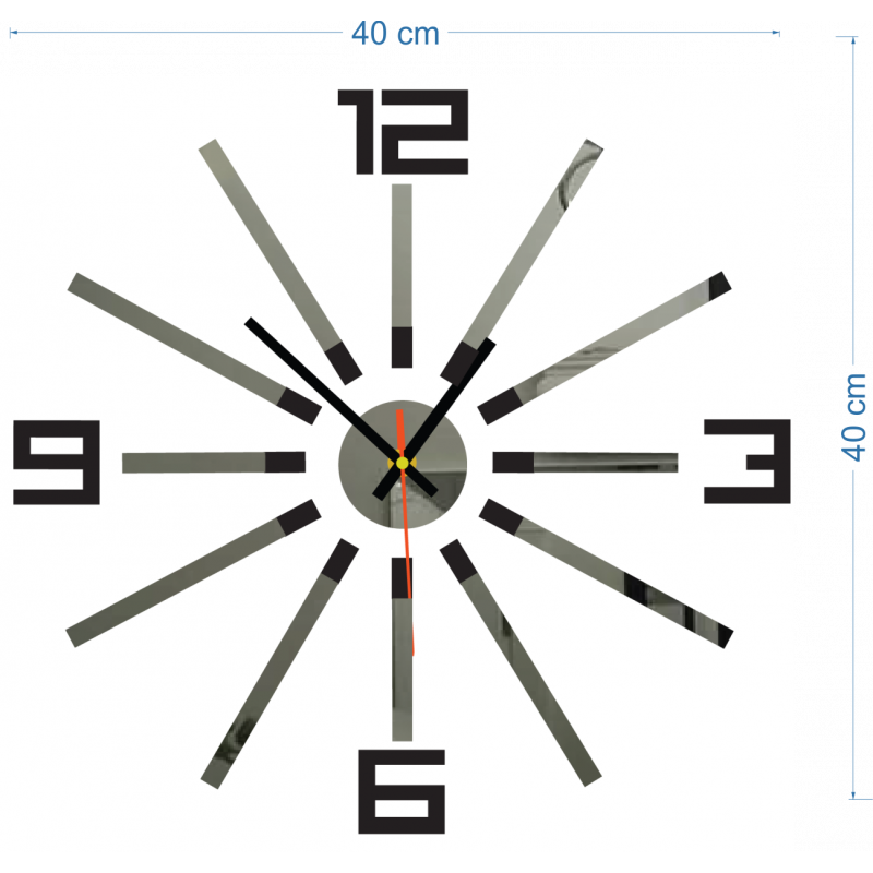 Dimensions of wall clock made of plastic. Trendy hours as a picture. production, X-momo