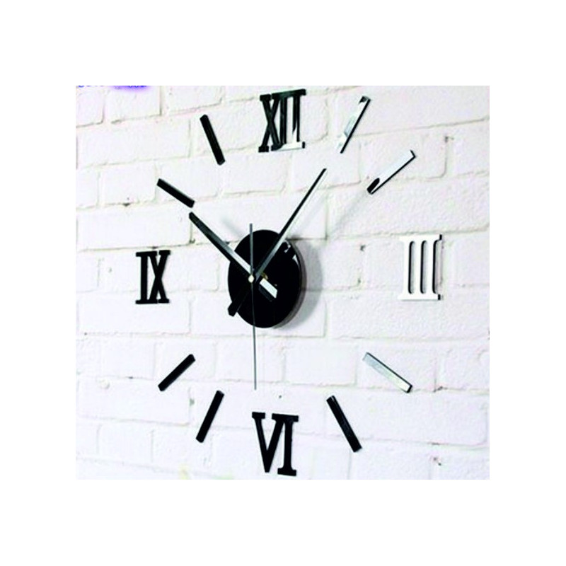 Modern adhesive wall mirror Wall Clock black