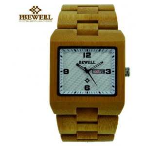 Wooden watch on the hand bright, almost clear. BEWELL MAPLE WOOD WATCH