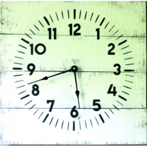 Wooden wall clock white snow