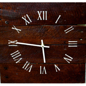 Wooden clock on the house. grandma