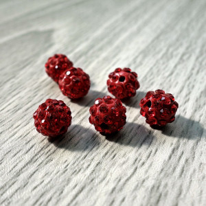 Shamballa bead - red FI 10 mm