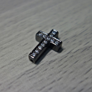 Metal cross with zircons - black