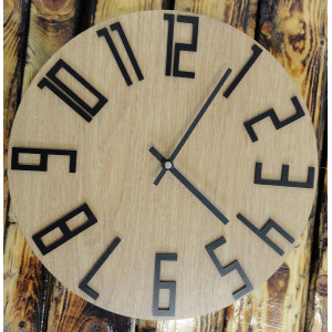 Modern wall clock, wall clock made of wood, plywood