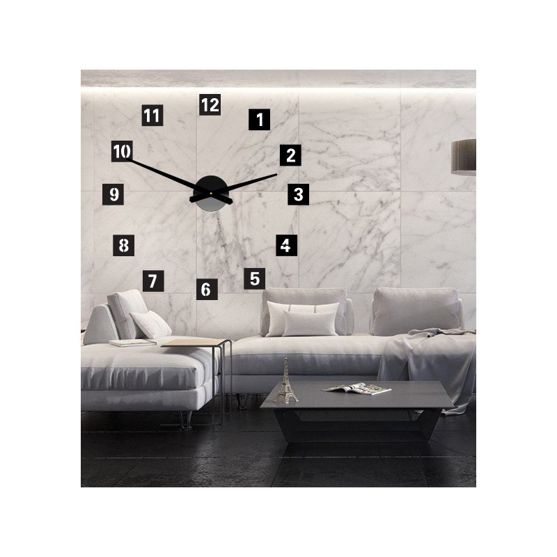 Large Wall Clock Square (Clock on Plastic Wall) 2D DEKOR