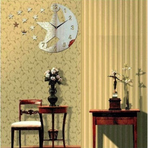 Modern wall clock (mirror clock on or wall) TEMPLATES, 30x45cm