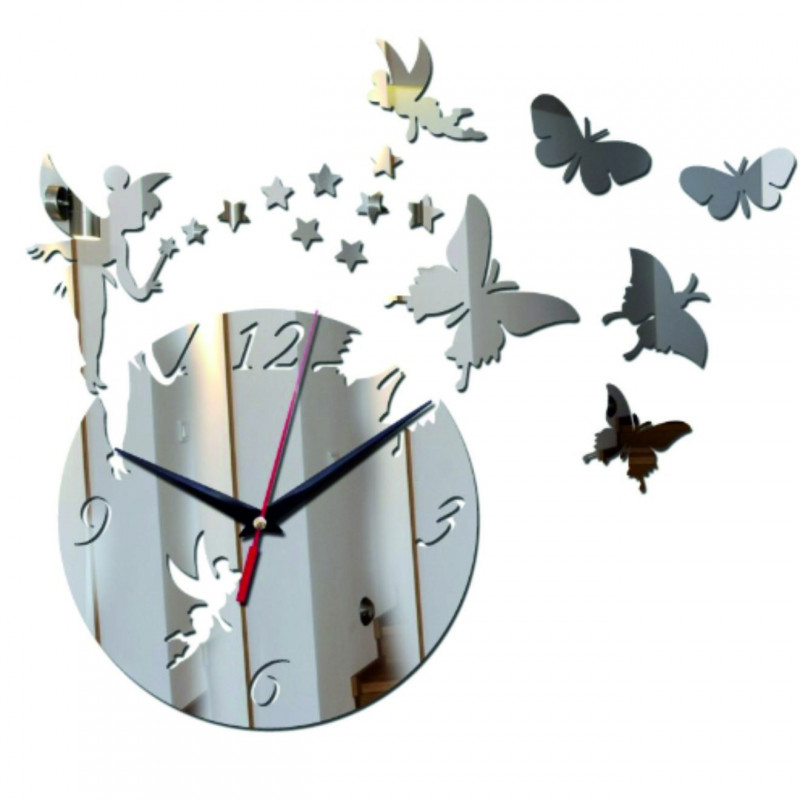 Clock on the wall of the mirror fairy DIY adhesive HOPII