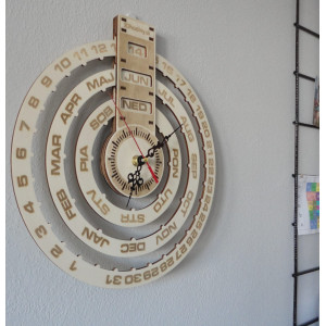 Wooden calendar Wall clock calendar of wood engraved with laser CALENDAR