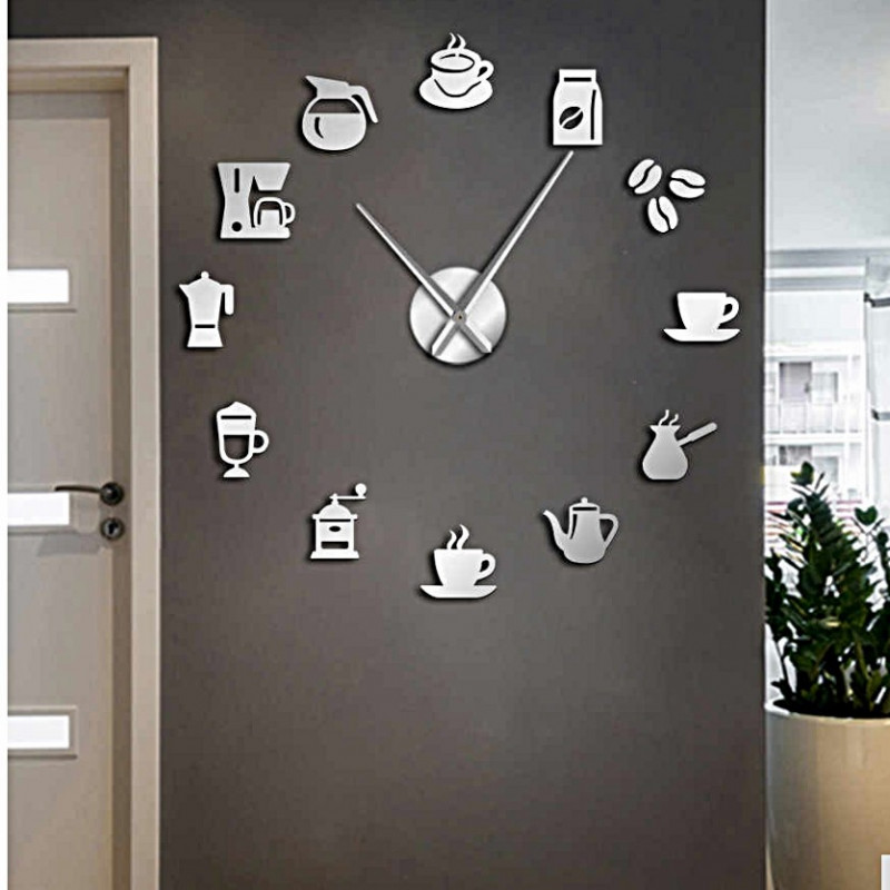 Wall Clock Mirror Binding Modern Clock Coffee Coffee ZRNO