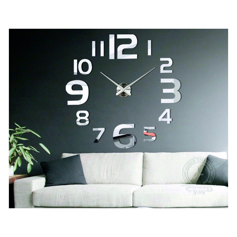 Contemporary 3D adhesive wall clock - oversized 3D wall clock with great design. Wall clock for the kitchen and wall clock for t